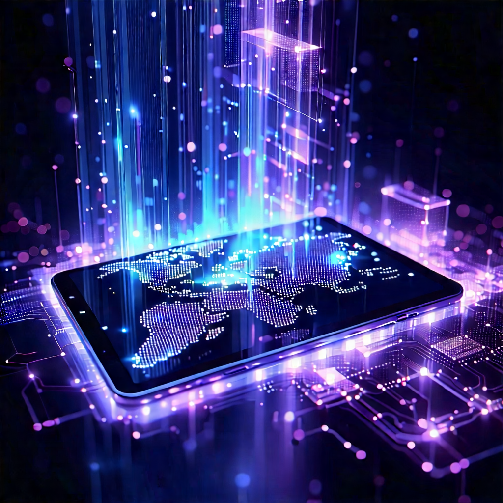 Tablet With Glowing Screen With Tablet Computer