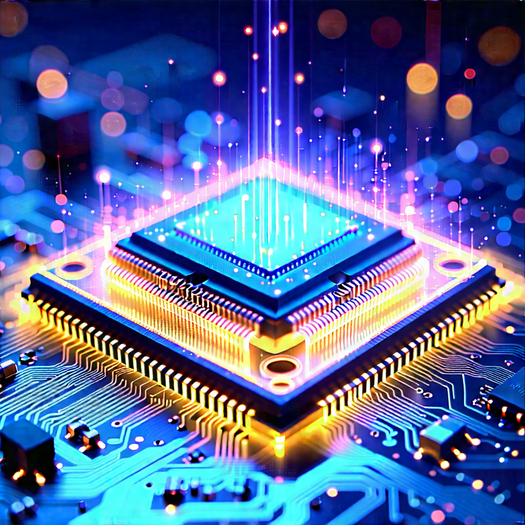 Microchip With Holographic Projection With Close-up Computer