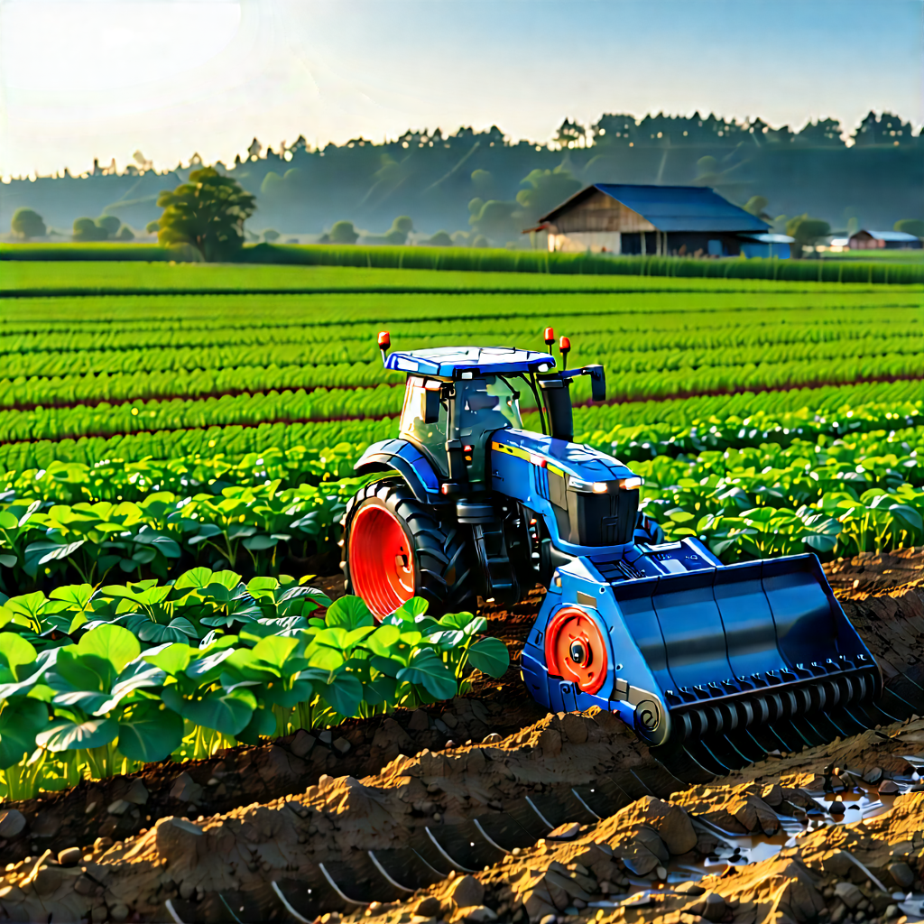 Agricultural Technology In Field Deployment With Blue Tractor