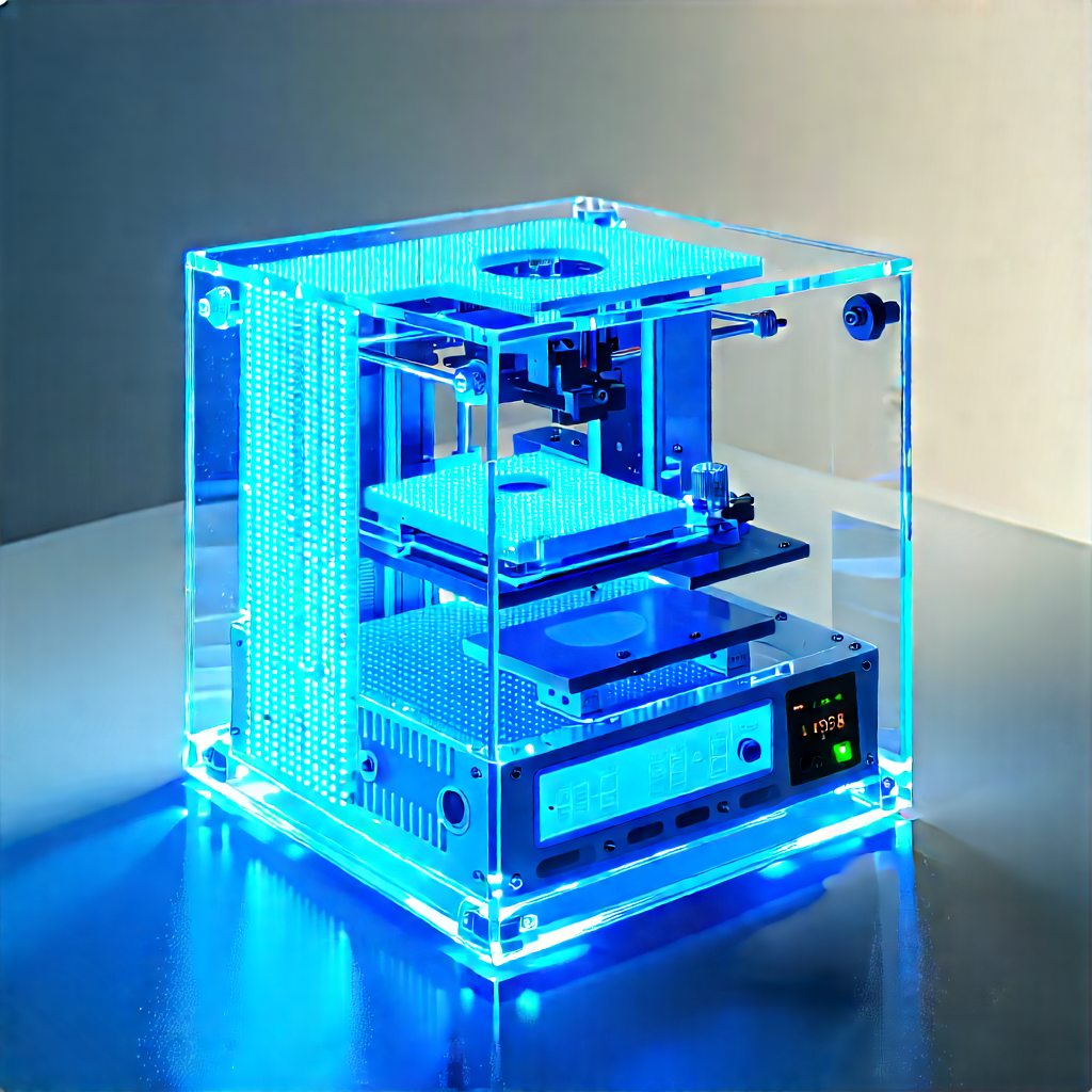 3d Printer With Blue Light (glow:1.15) With Blue White