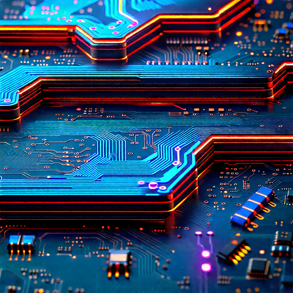 Circuit board with neon accents