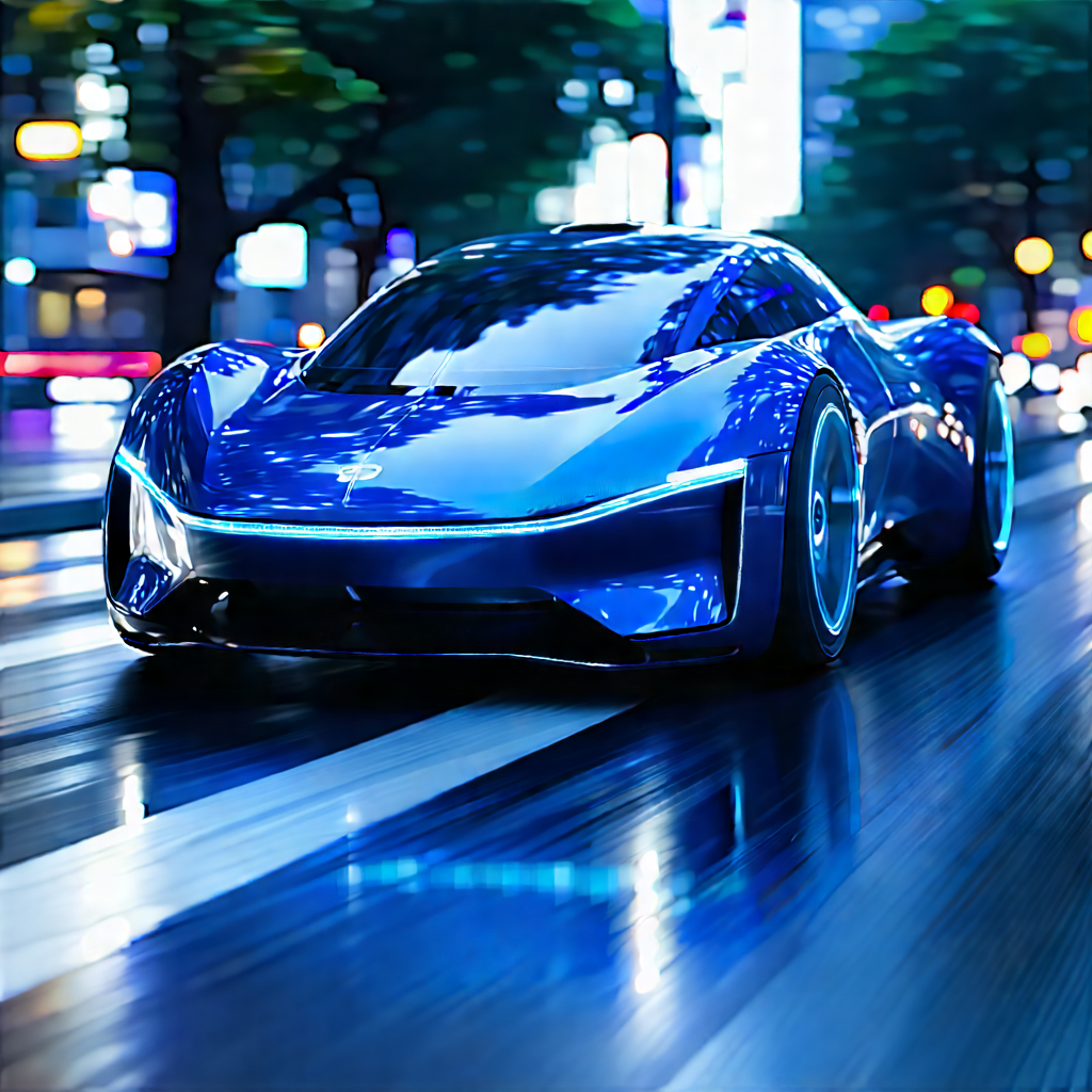Innovative Electric Vehicle (design:1.13) With Blue Sports
