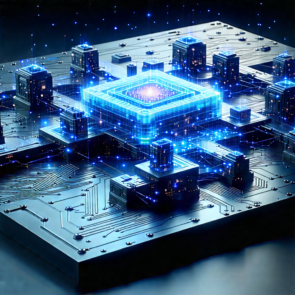 Blockchain Network Visualization With Futuristic Cityscape