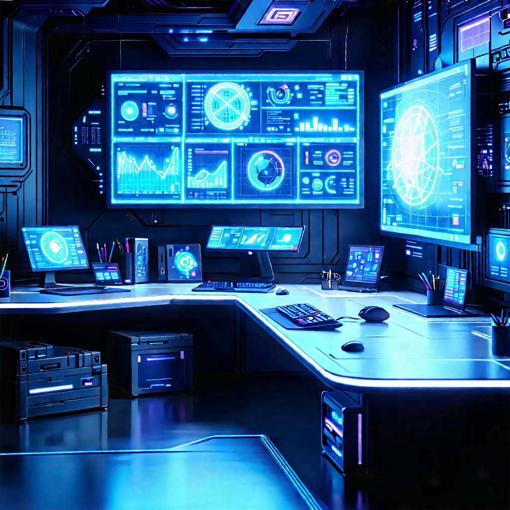 Futuristic digital workspace