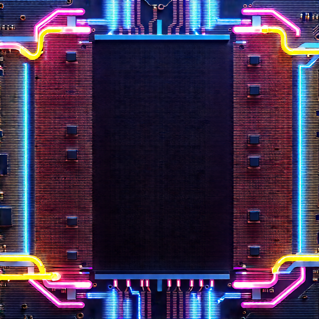 Circuit board with neon accents