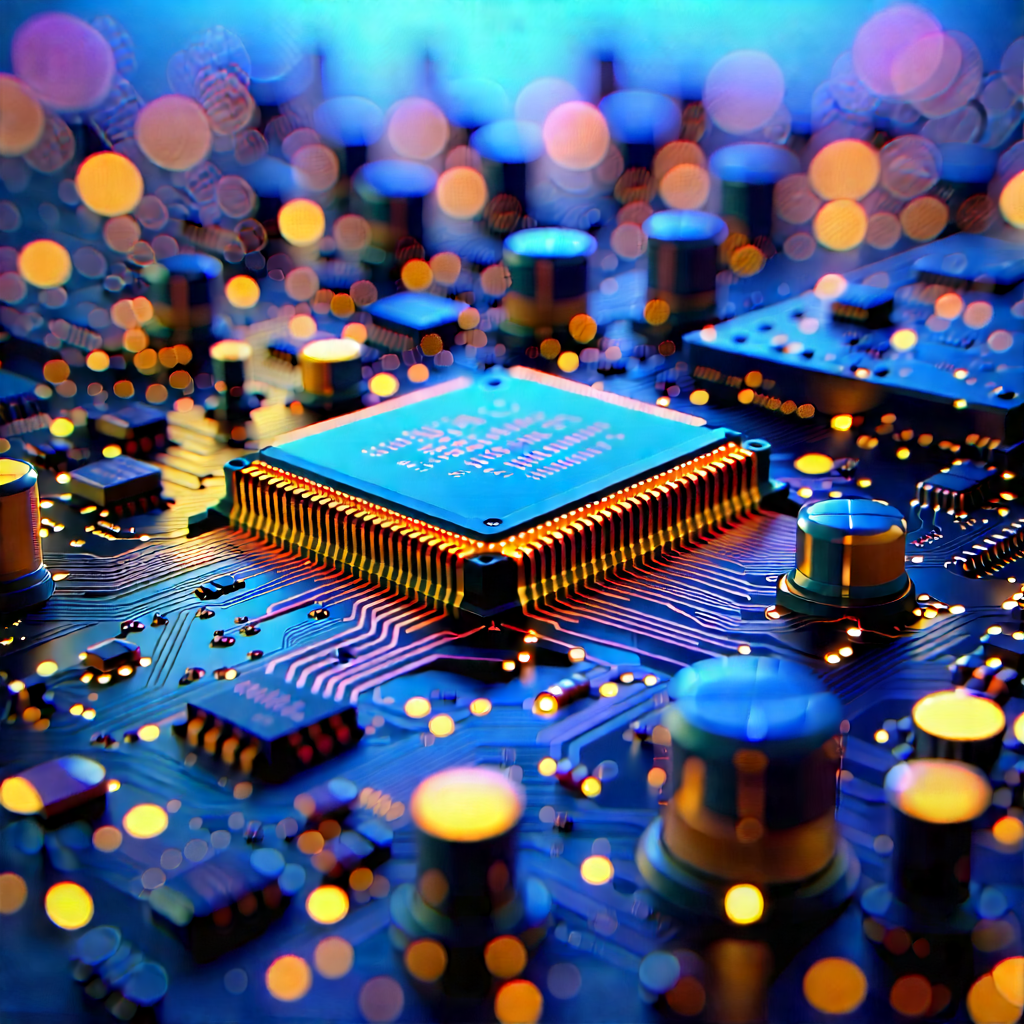 Close-up Of Electronic Circuit With Close-up Computer
