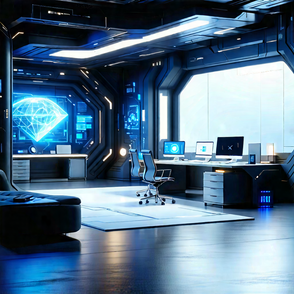 Futuristic Tech Startup Office With Futuristic Room,