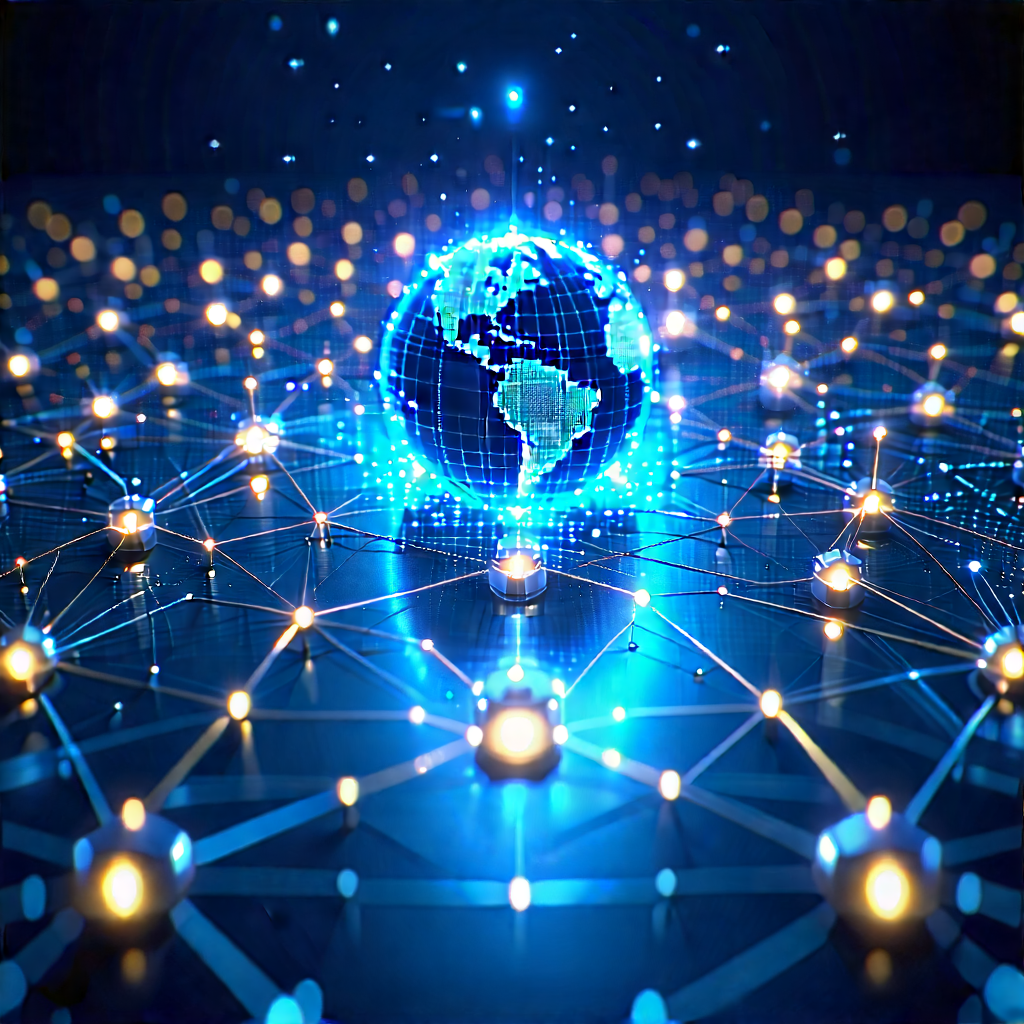 Blockchain Network Visualization With Blue White