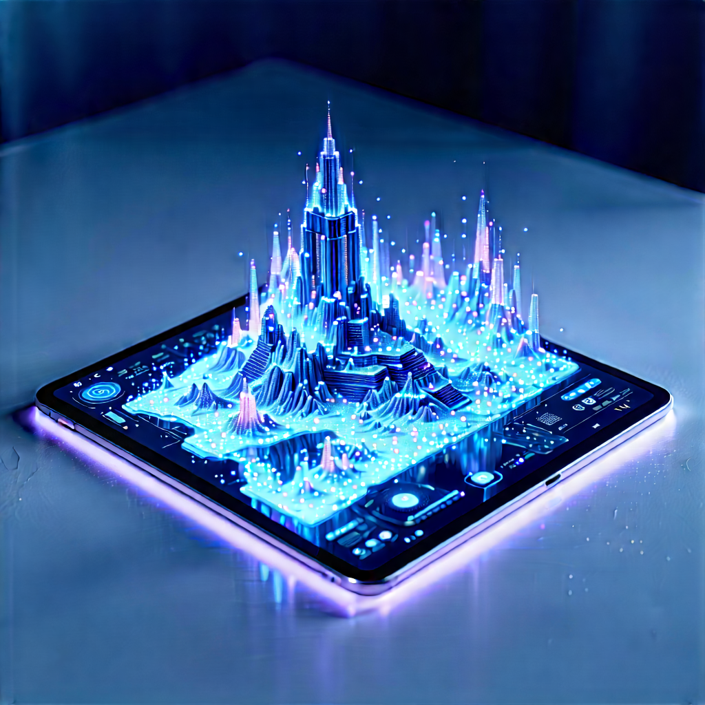 Tablet With Holographic Display With Cell Phone