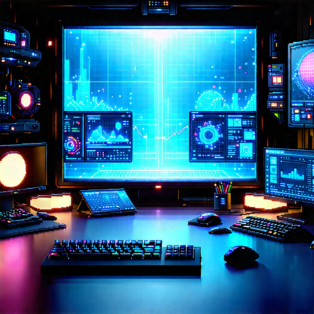 Futuristic digital workspace