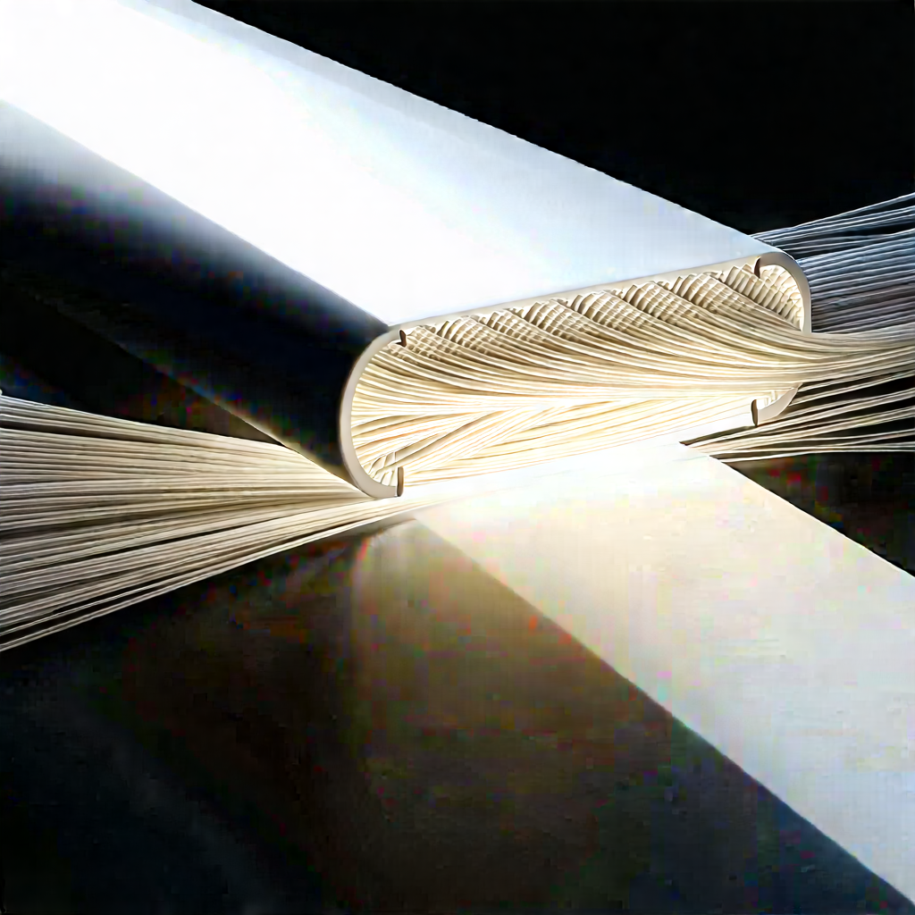 Close-up of fiber optic cables