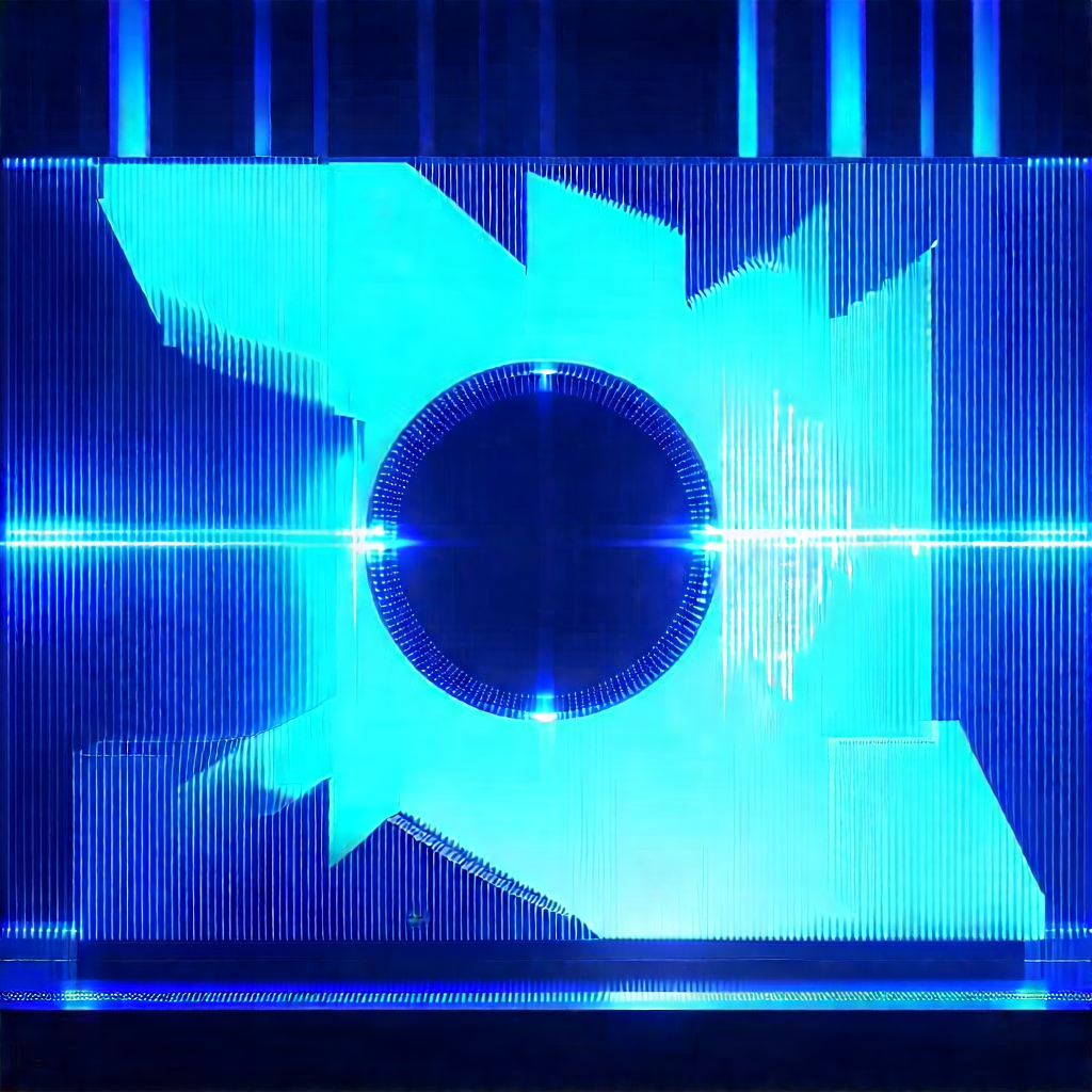 Quantum computer with blue light glow
