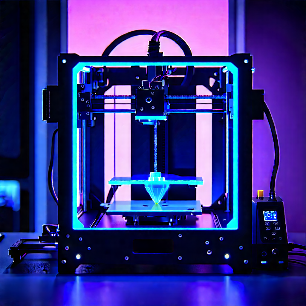 3d Printer With Neon Accents With Printer Shown