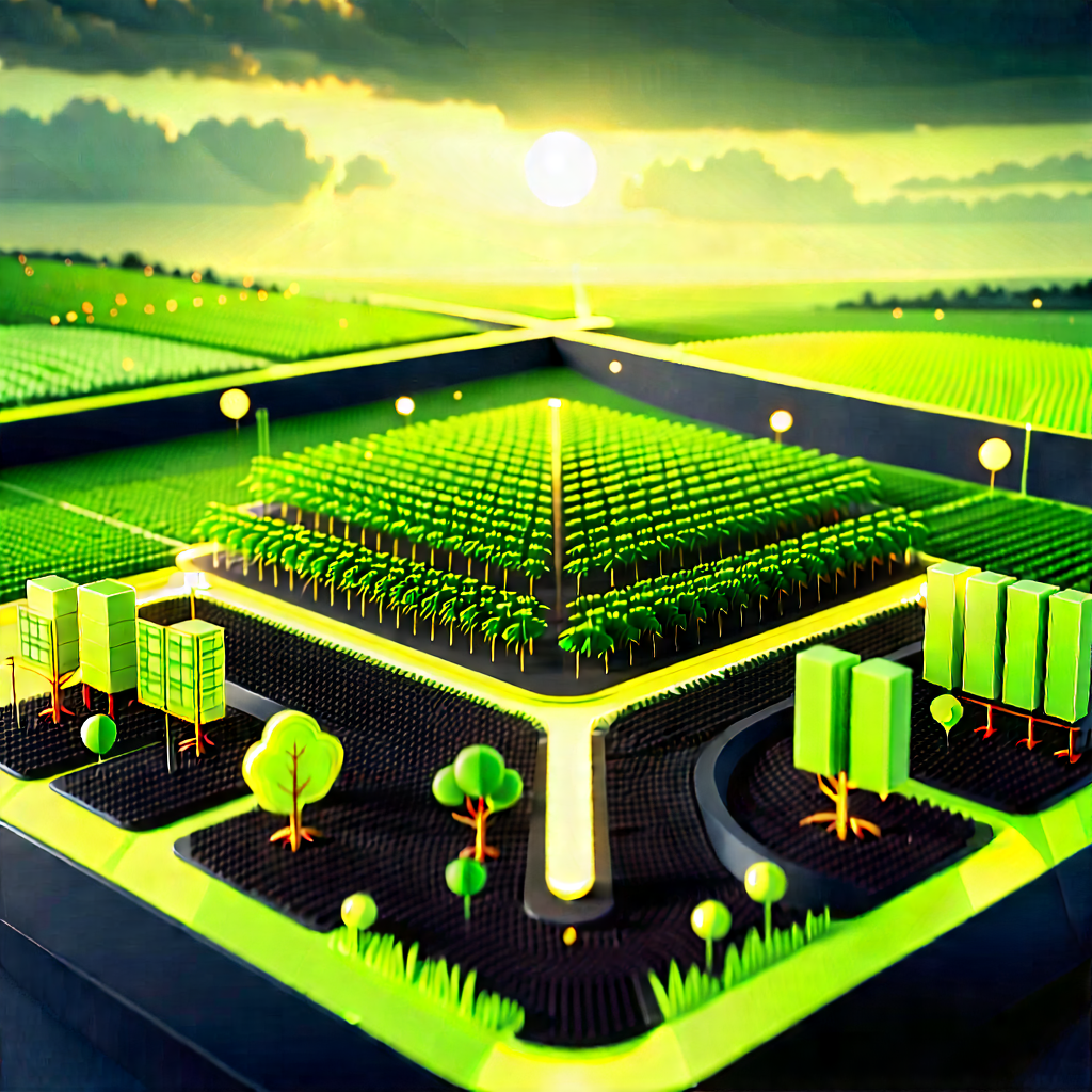 Agricultural Technology In Tech Office With Painting Green