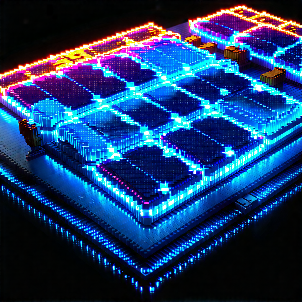 Solar Panel With Neon Accents With Blue Purple