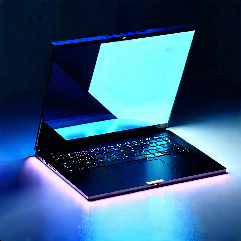 Laptop With Glowing Screen With Laptop Computer