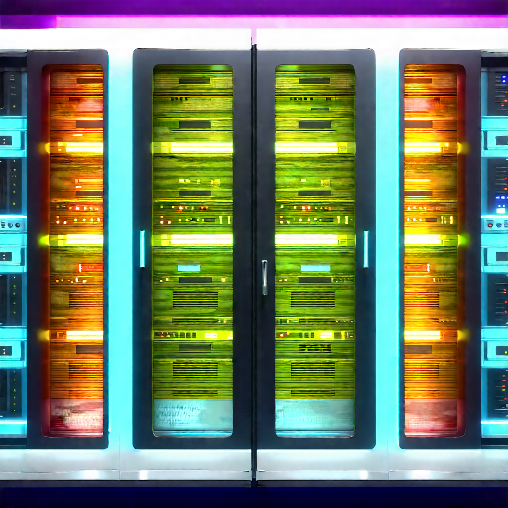 Server rack with neon accents