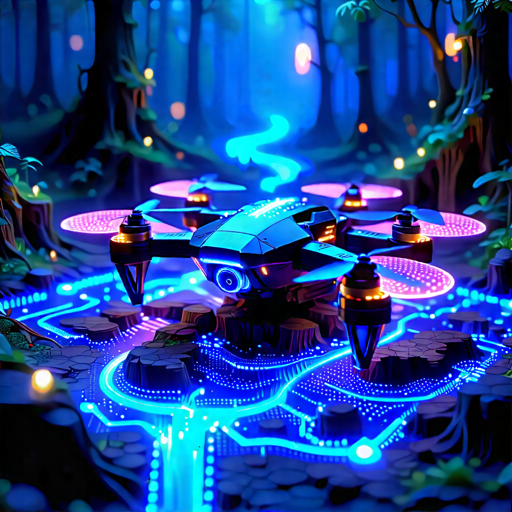 Drone With Glowing Screen With Image, There