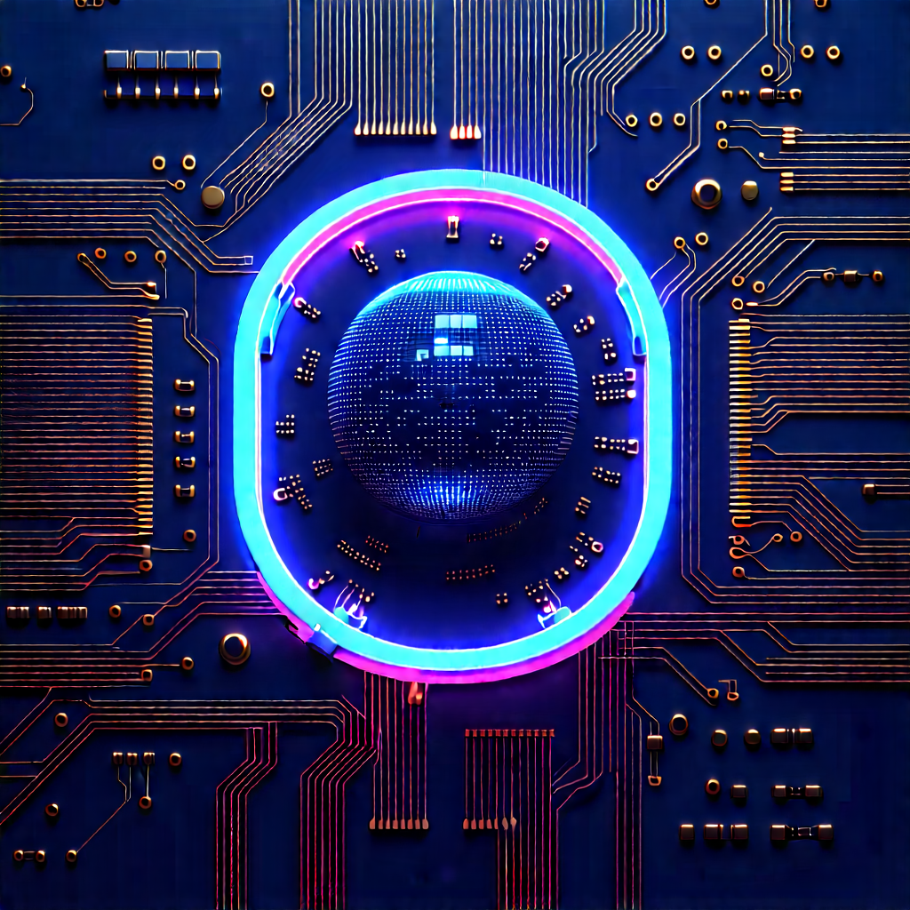 Circuit board with neon accents