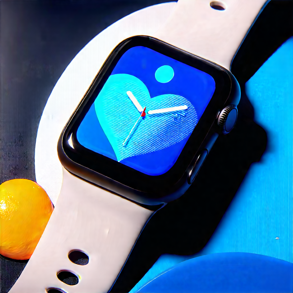Smart Watch With Data Visualization With Blue Heart-shaped