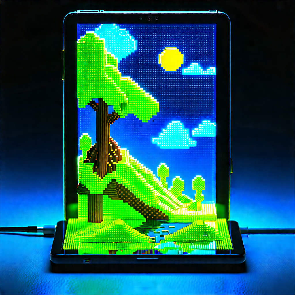 Tablet with glowing screen