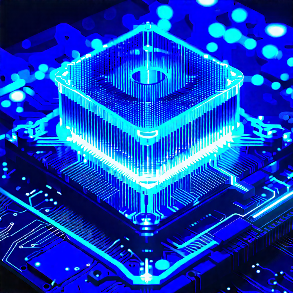 Quantum computer with blue light glow
