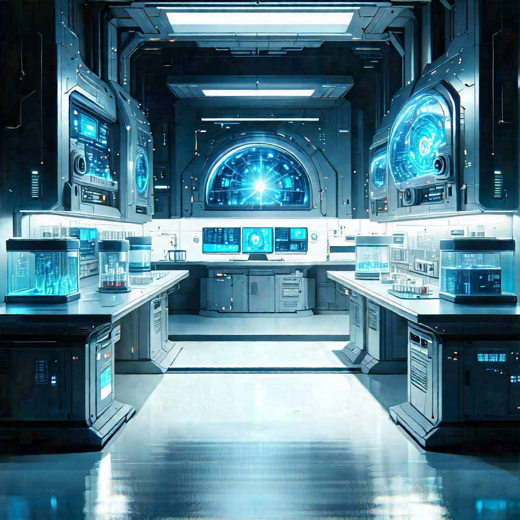 (futuristic:1.47) Research Laboratory With Image, There
