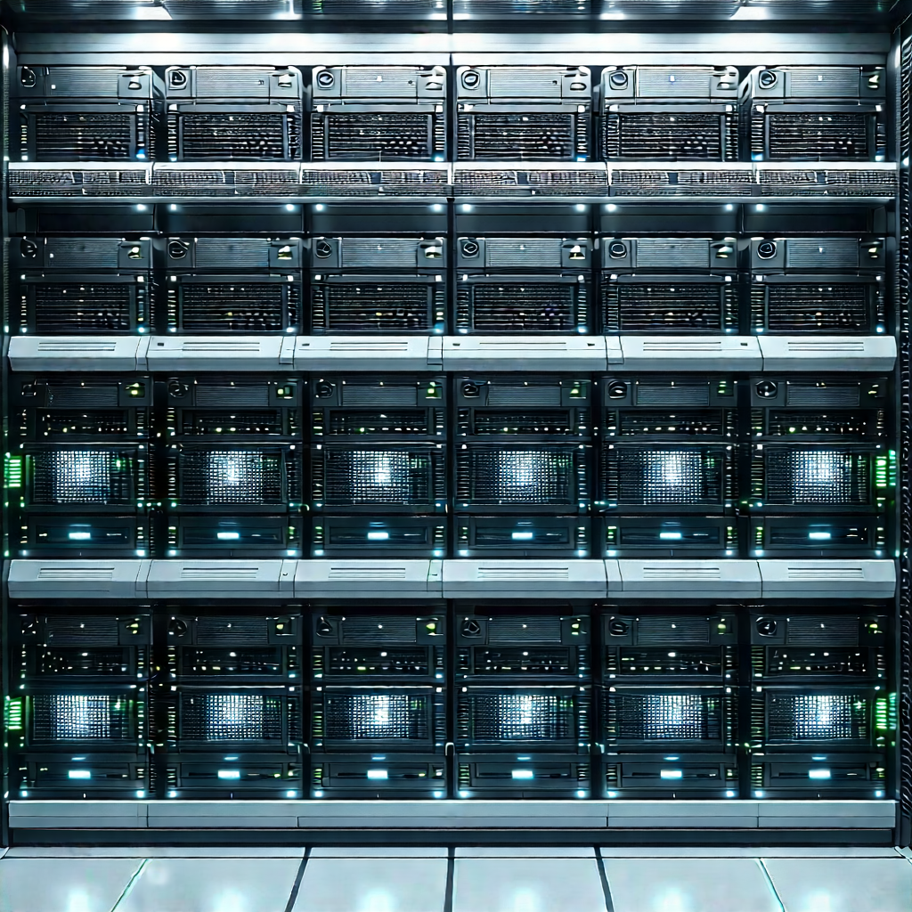 Server rack with (digital:1.19) particles