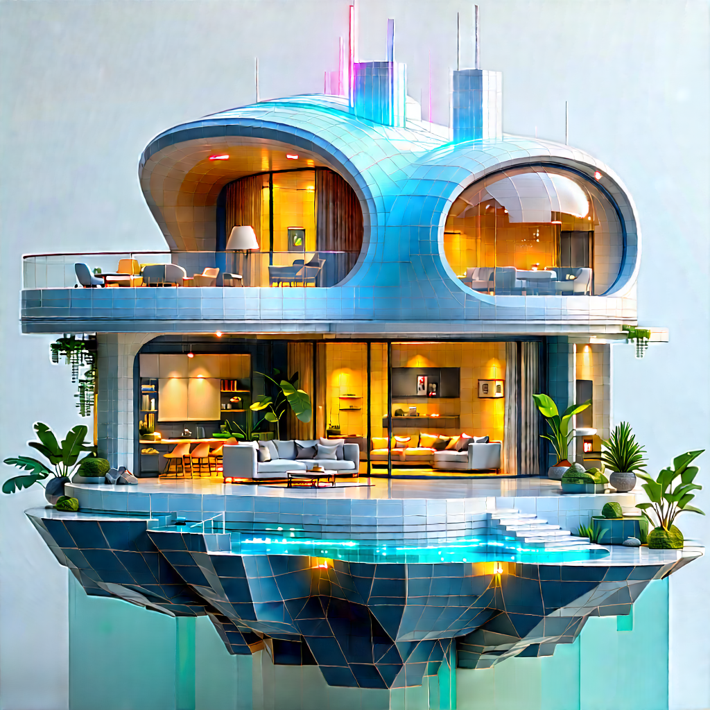 Futuristic Smart Home With Large, Modern