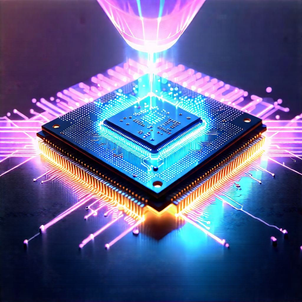 Microchip With Holographic Projection With Close-up Computer