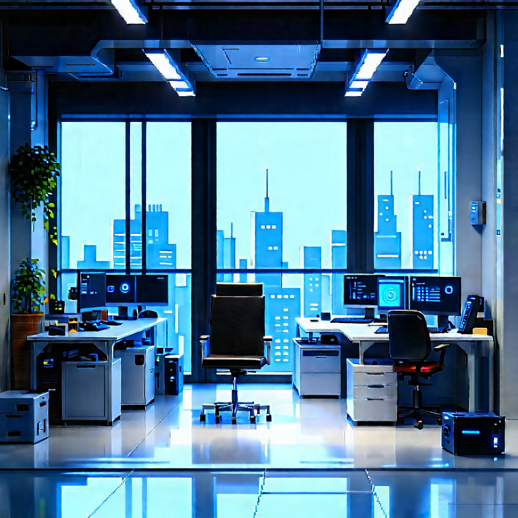 Futuristic Tech Startup Office With Large Office