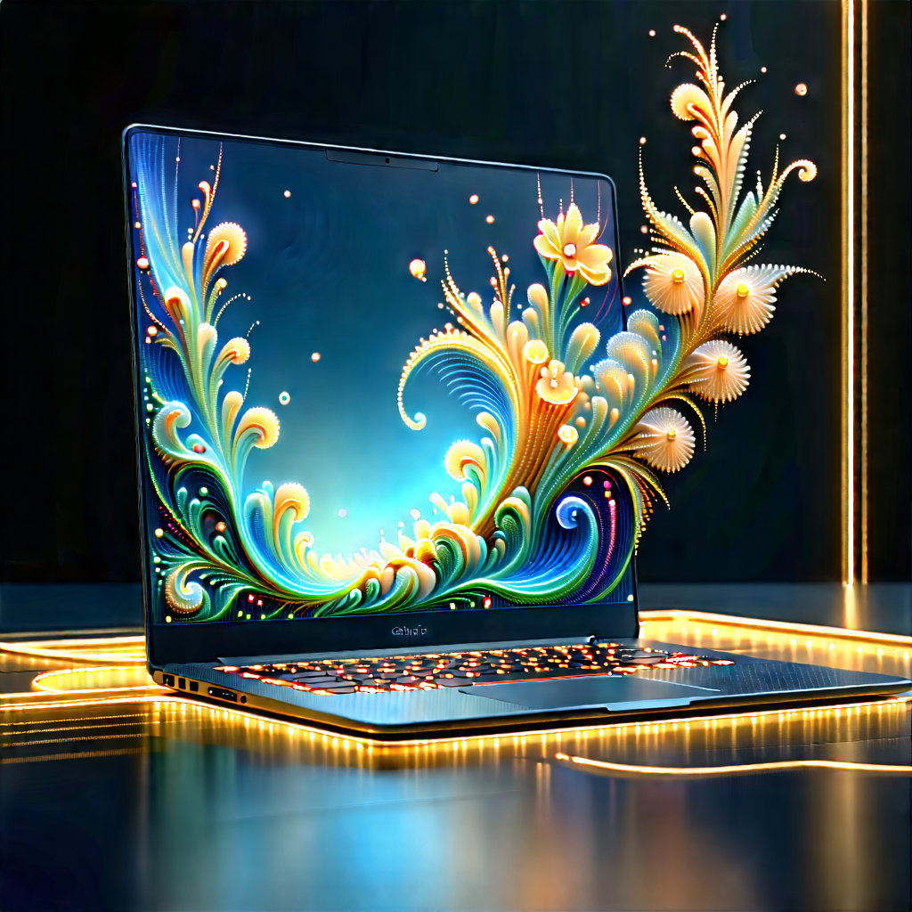 Laptop With Glowing Screen With Laptop Computer