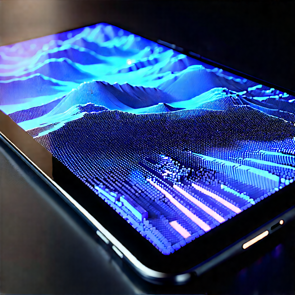 Tablet With Holographic Display With Large, Flat