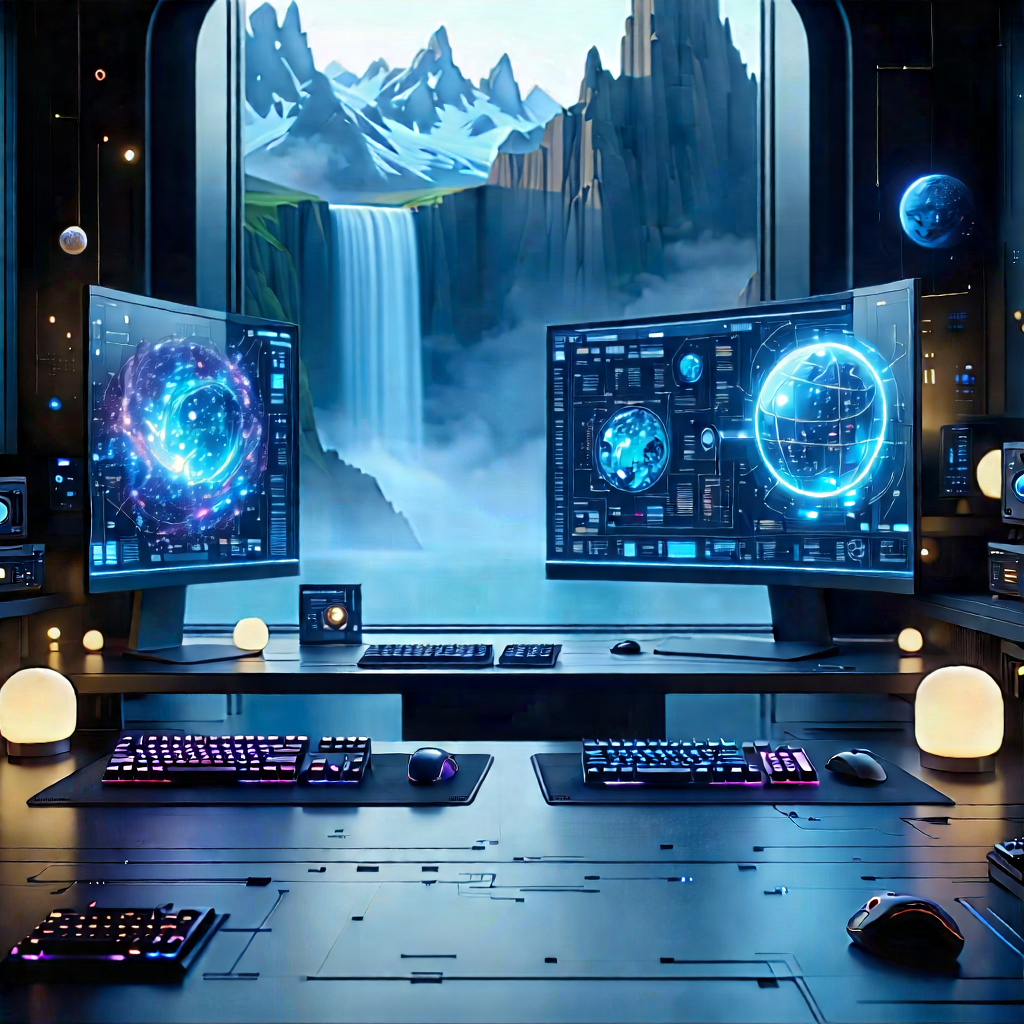 (futuristic:1.12) digital workspace