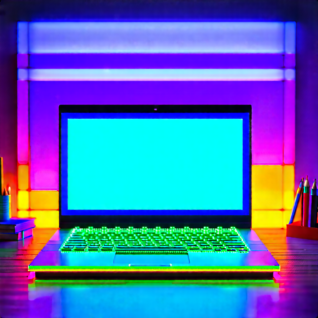 Laptop With Glowing Screen With Laptop Computer