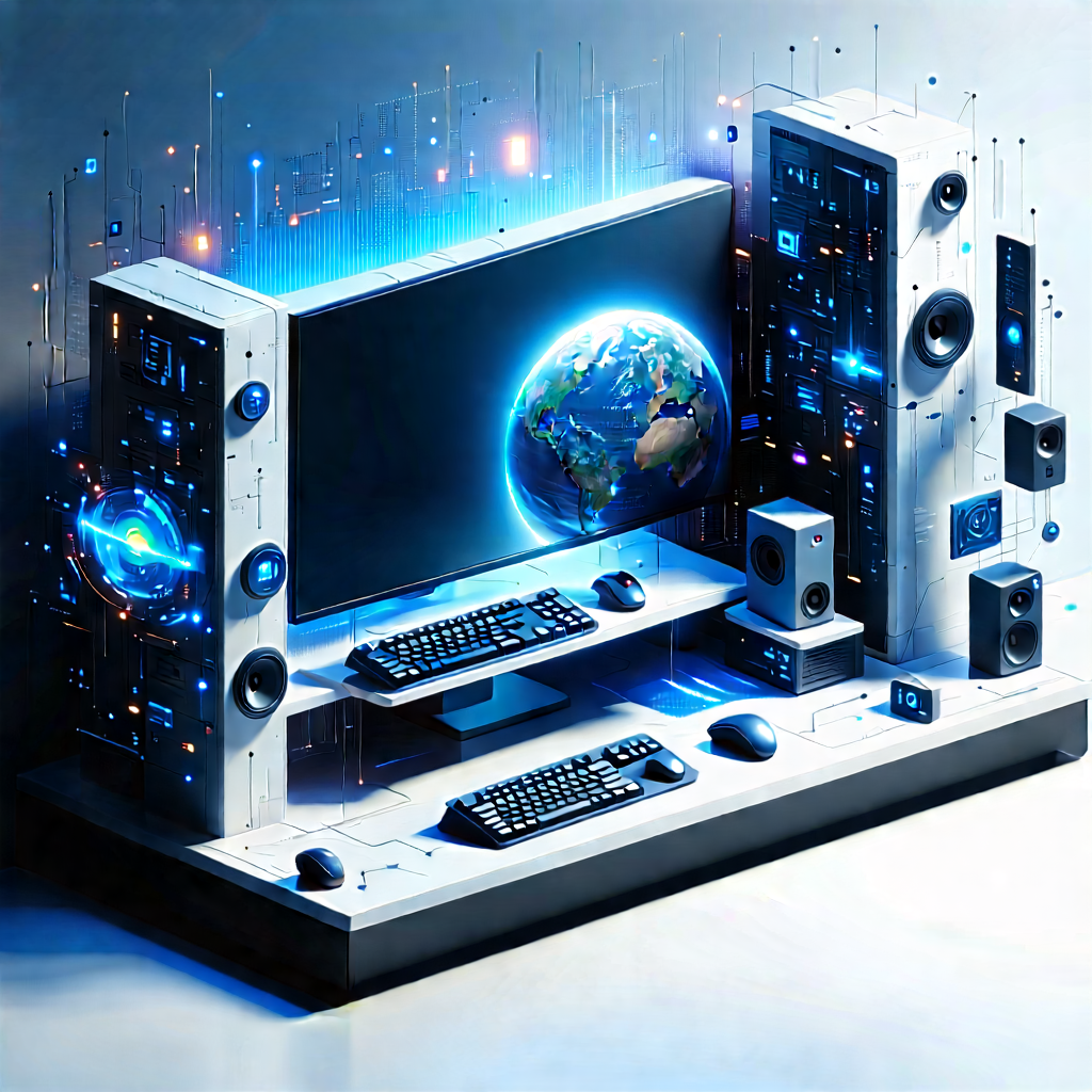 Entertainment Technology In Tech Office With Computer Monitor