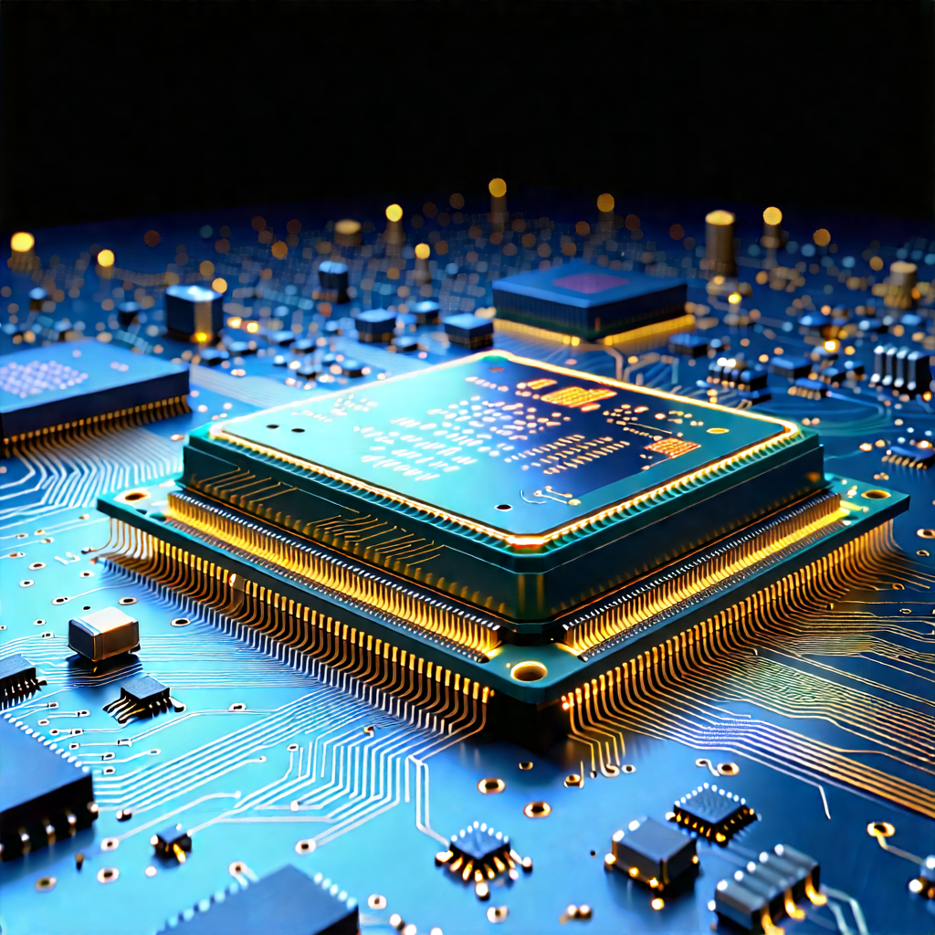 Microchip With Data Streams With Close-up Computer