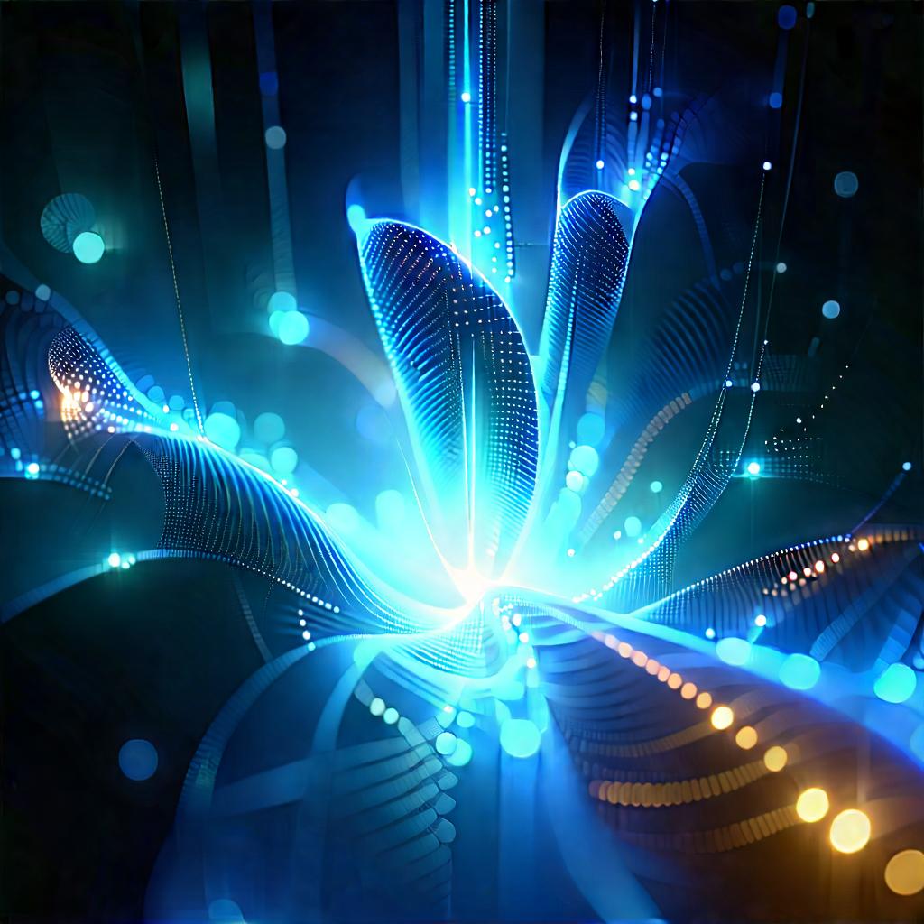 Quantum computer with blue light (glow:1.28)