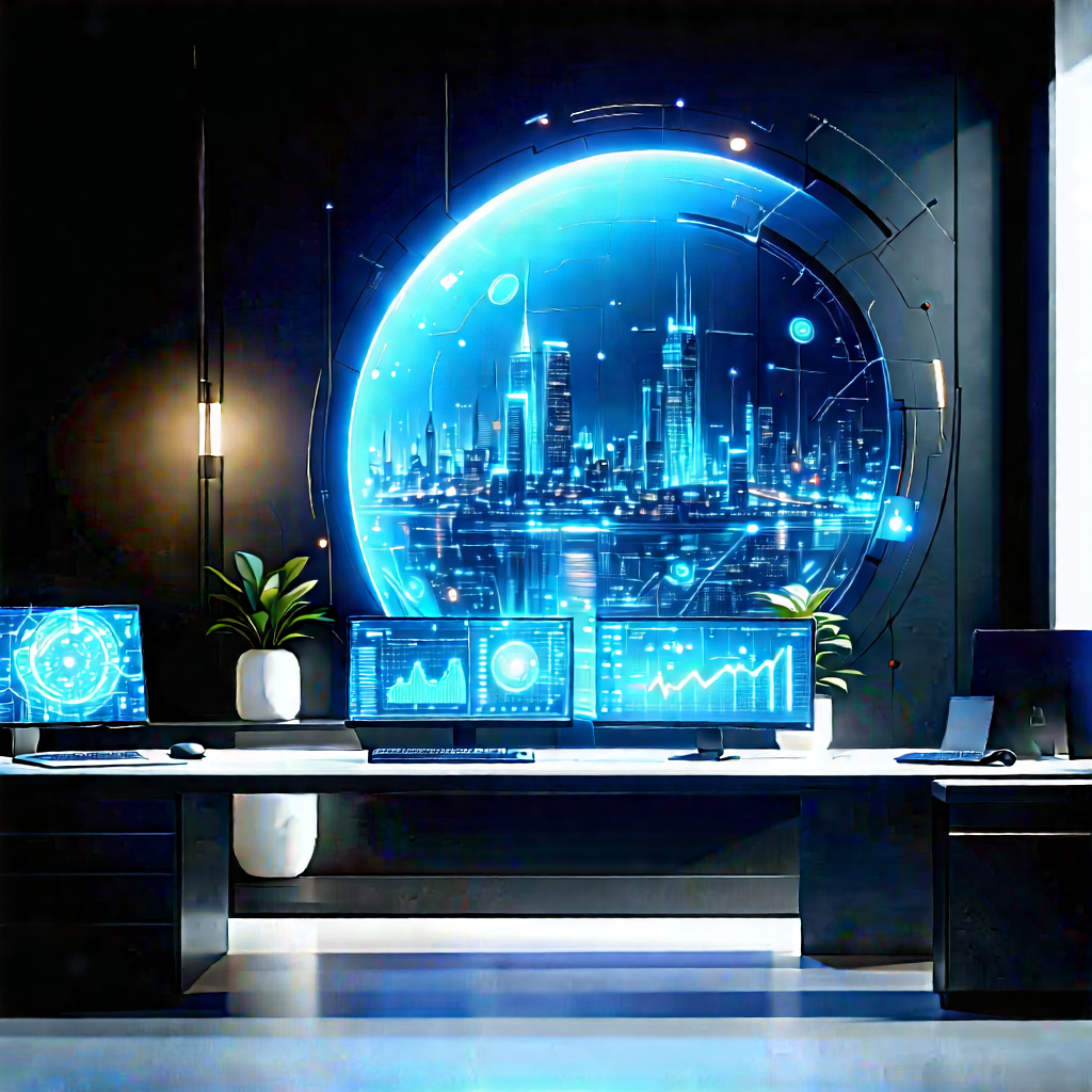 Futuristic Tech Startup Office With Image, There