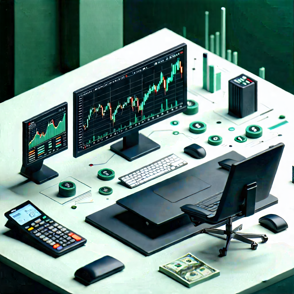 Financial Technology In Tech Office With Desk Laptop