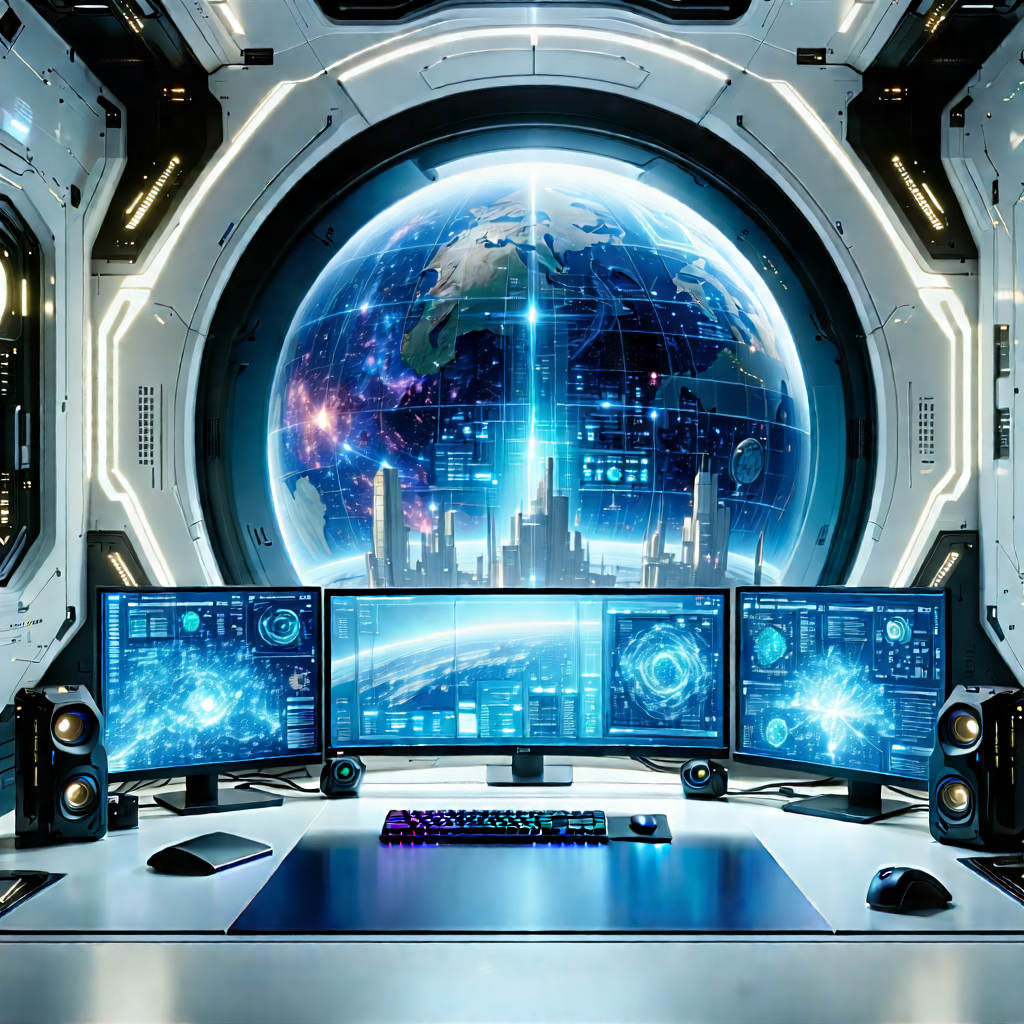 Futuristic digital workspace