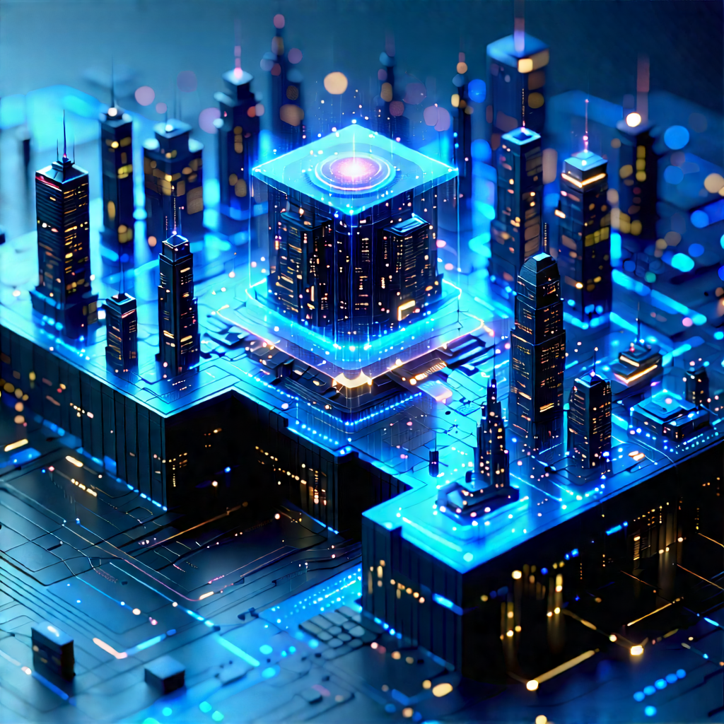 Digital Transformation Visualization With Futuristic Cityscape