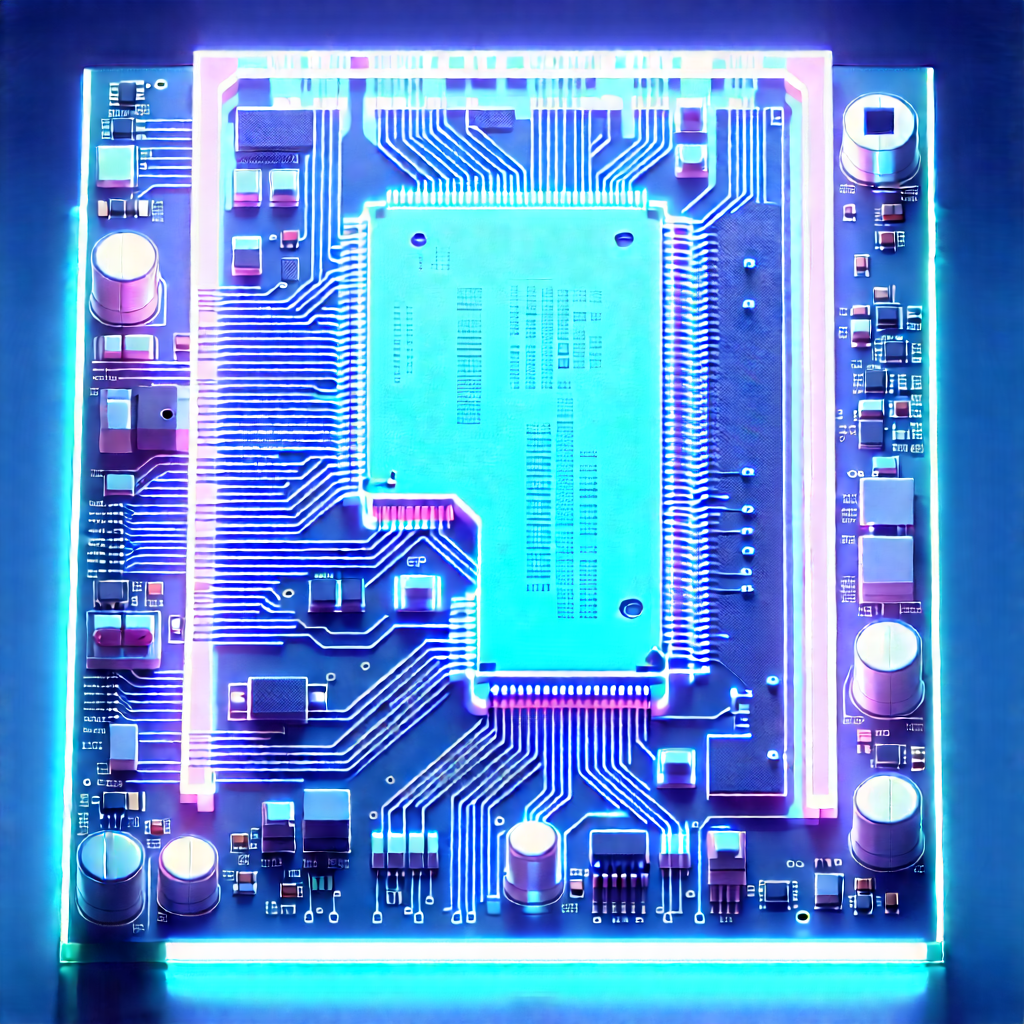 Circuit board with neon accents