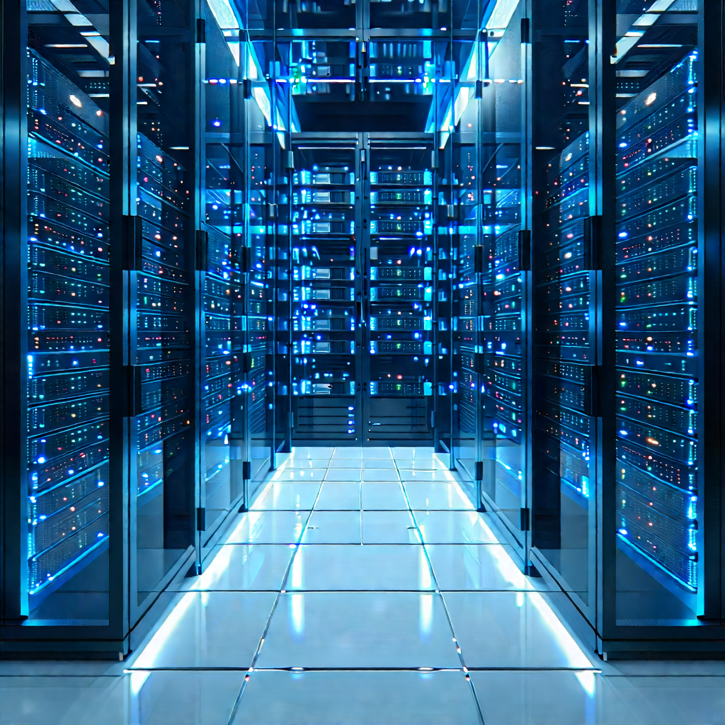 Server Rack With Holographic Projection With Large Computer