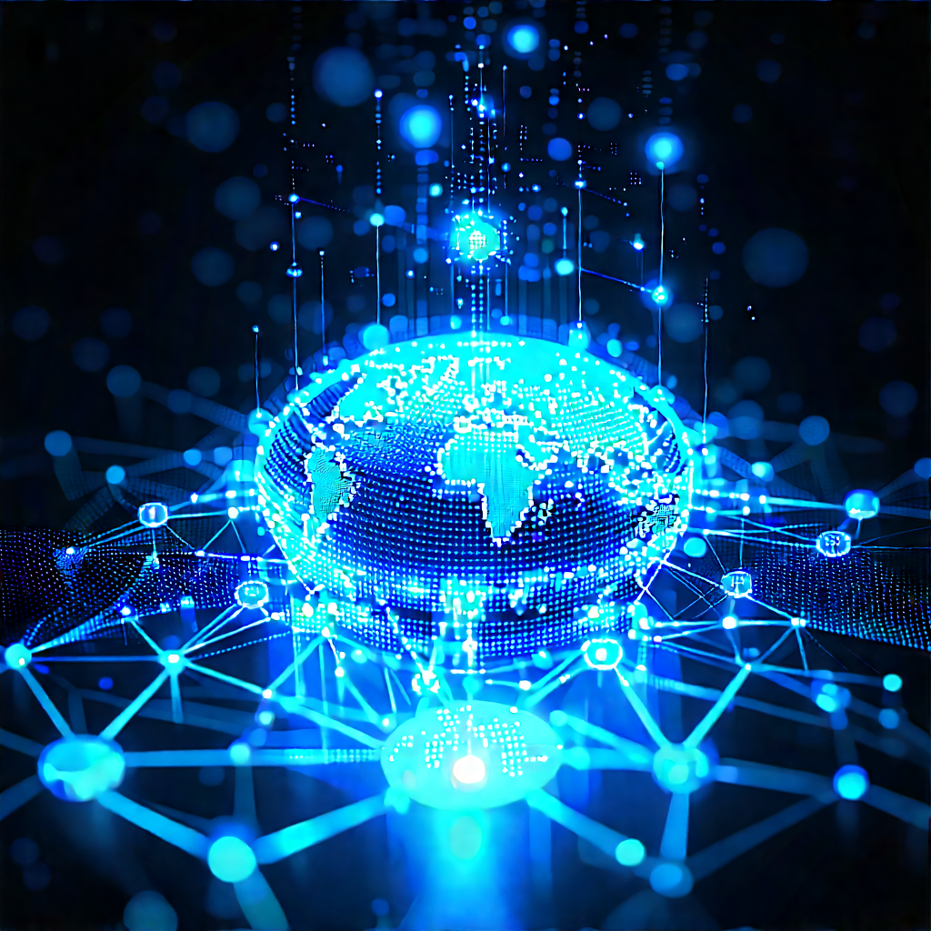 Blockchain Network Visualization With Blue White