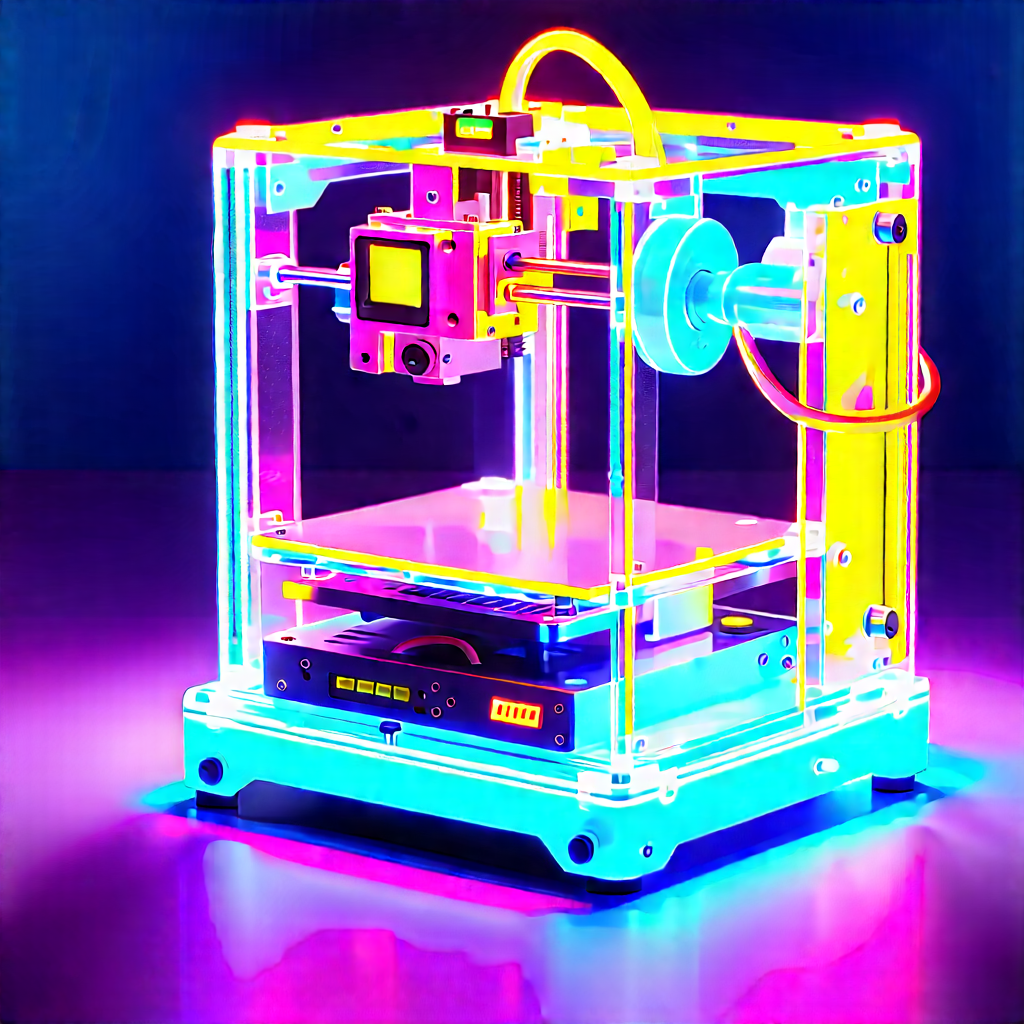 3d printer with neon accents