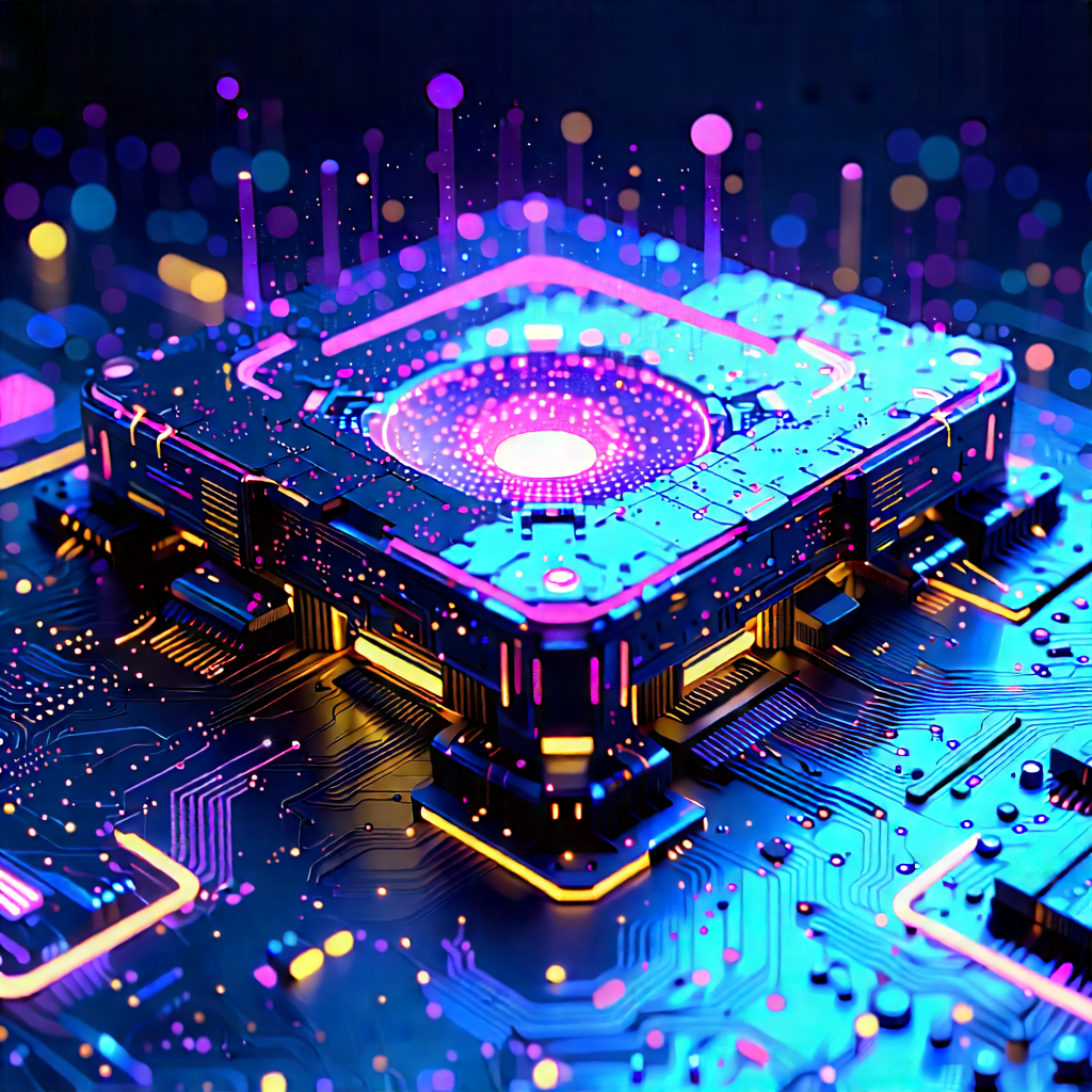Quantum computer with neon accents