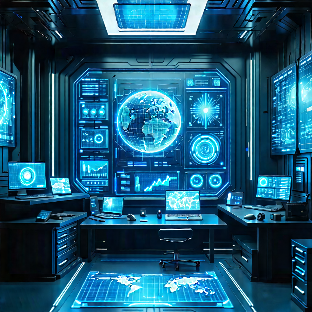 Educational Technology In Manufacturing Facility With Futuristic Room,