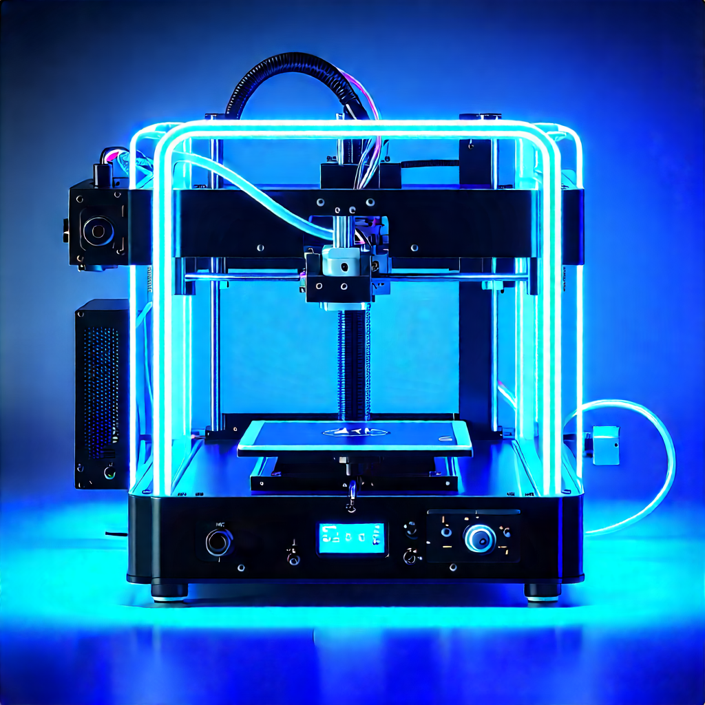 3d Printer With Neon Accents With Printer Shown
