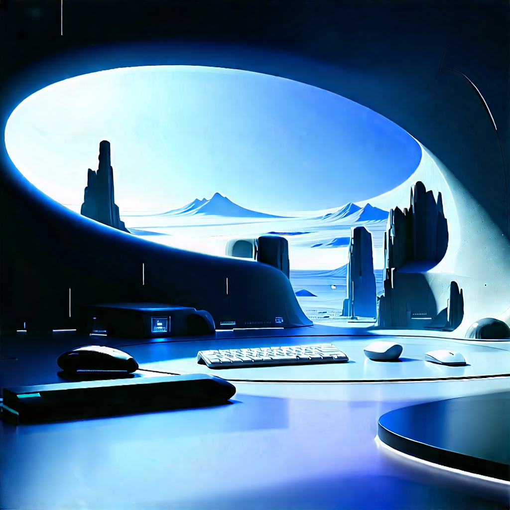 Futuristic digital workspace